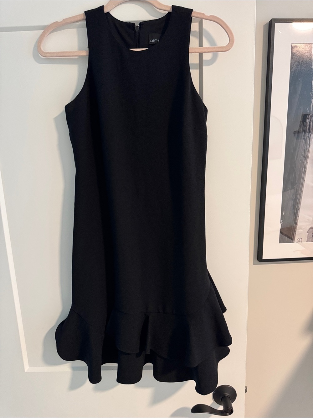 Cynthia Rowley Black Sleeveless Ruffle-Hem Midi Dress